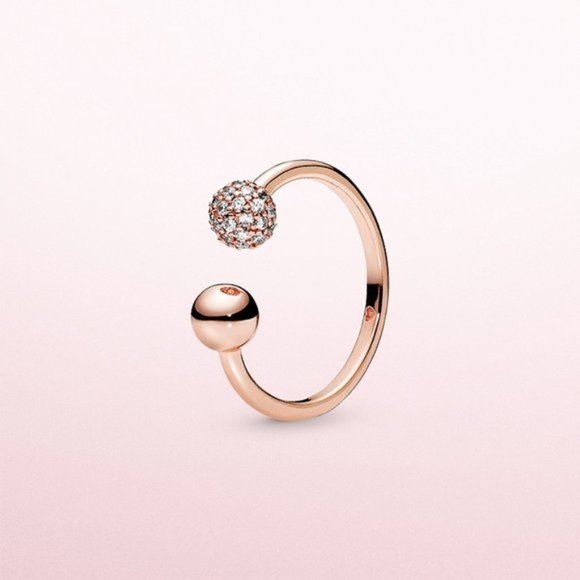 💍Pandora Polished & Pavé Bead Open Ring - Picture 3 of 4